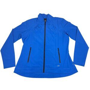 Barco One Womens Blue Full-Zip Scrub Jacket Size Large Lightweight Stretch